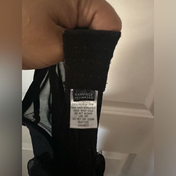 Rampage Intimates Black With Pink Polka Dots Sheer Top Size Small - Picture 5 of 10